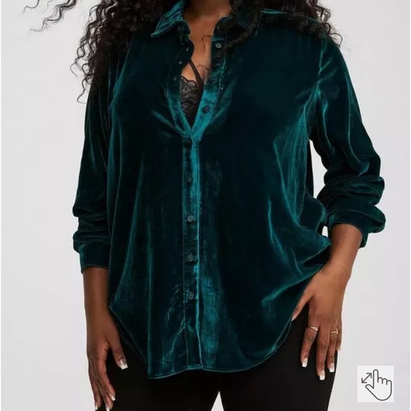 Torrid Lizzie Teal  Velvet Tunic Size 1X - Picture 1 of 7